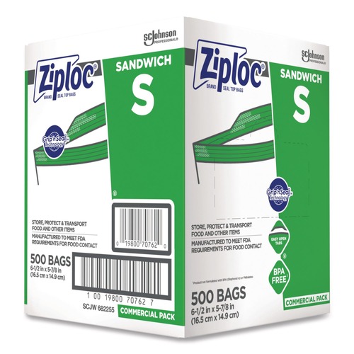 Resealable Bags | Ziploc 373953 Ziploc Resealable Sandwich Bags (500/Carton) image number 0