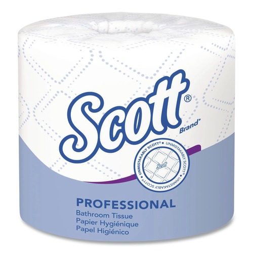 Perforated Roll & Hand Towels | Scott 04460 2-Ply Septic Safe Essential Standard Roll Bathroom Tissue for Business - White (550/Roll) image number 0