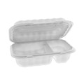 Food Containers & Lids | Pactiv Corp. YCN809620000 9 in. x 6 in. x 3 in. 2-Compartment EarthChoice SmartLock Microwavable MFPP Plastic Hinged Lid Container - White (270/Carton) image number 0