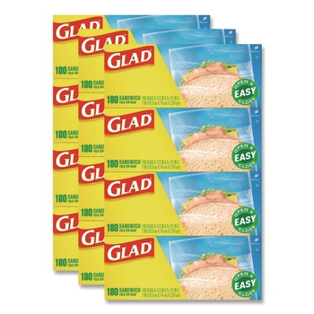  | Glad 60771 6.5 in. x 5.5 in. Fold-Top Sandwich Bags - Clear (2160/Carton)