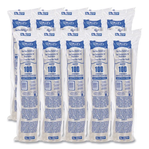 Cup Lids | Dart 662TP Plastic Non-Vented Cup Lids Fits 9 oz to 22 oz Cold Cups - Clear (1000/Carton) image number 0