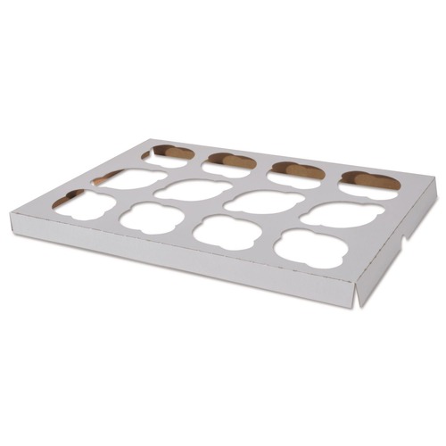 Bakery Boxes & Containers | SCT 10016 9.88 in. x 13.88 in. x 0.88 in. 12-Compartments Paper Cupcake Holder Inserts - White/Brown (200/Bundle) image number 0