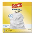 Drawstring & Kitchen Bags | Glad 22541 ForceFlex Kitchen Drawstring Trash Bags, Drawstring, 13 gal, Unscented, 23.47 x 25.38, White, 110 Bags/Box, 3 Boxes/Carton image number 1