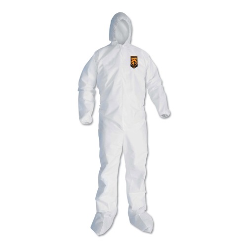 Safety Apparel | Ansell KCC46127 A30 Elastic Back and Cuff Hooded/Boots Coveralls - 4X-Large, White (21/Carton) image number 0