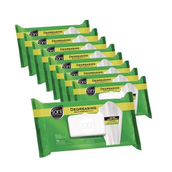  | Sani Professional A12345 1-Ply 11.5 in. x 10.75 in. Floral Scent Degreasing Multi-Surface Wipes - White (9/Carton)