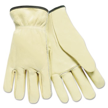 MCR Safety 3200L Full Leather Cow Grain Driver Gloves - Large, Tan (12 Pairs)