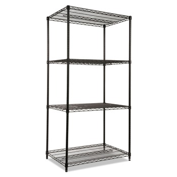 SHELVING UNITS | Alera ALESW503624BL 36 in. x 24 in. x 72 in. NSF Certified Industrial Four-Shelf Wire Shelving Kit - Black