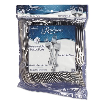 TABLETOP | WNA REF320FK 7 in. Reflections Heavyweight Plastic Utensils Fork - Silver (40/Pack)