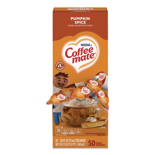 Creamers | Coffee-Mate 12270602 0.38 oz. Mini Cups Liquid Coffee Creamer - Pumpkin Spice (50/Box) image number 0