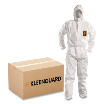 KleenGuard 51928 A50 Breathable Splash and Particle Protection Hooded Coveralls - 2X-Large, White (25/Carton)