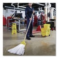 Mop Handles | Rubbermaid Commercial FGH115000000 54 in. Invader Wood Side-Gate Wet-Mop Handle - Natural/Yellow image number 3
