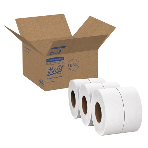 Toilet Tissues | Scott 07827 Essential 3.55 in. x 2000 ft. 2-Ply Septic Safe JRT Extra Long Bathroom Tissue - White (6 Rolls/Carton) image number 0