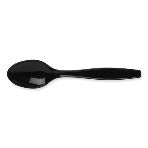 Disposable Spoons | Dixie PTH53C Individually Wrapped Heavyweight Teaspoons - Black (1000/Carton) image number 0