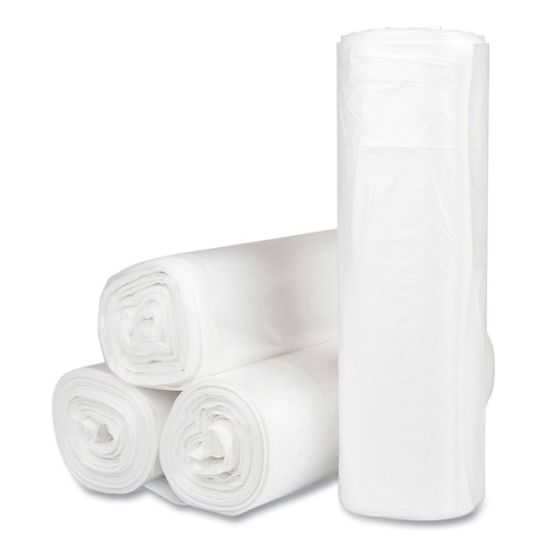 High-Density Trash Bags | Inteplast Group S404816N 45 gal. 16 microns 40 in. x 48 in. High-Density Interleaved Commercial Can Liners - Clear (25 Bags/Roll, 10 Rolls/Carton) image number 0