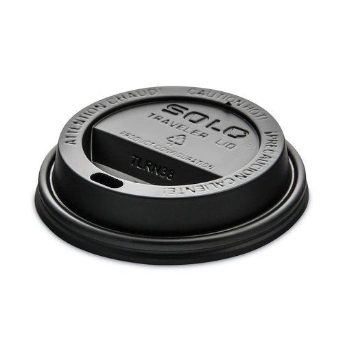 Cup Lids | SOLO TL38B2-0004 Traveler Cappuccino Style Dome Lid Fits 8 oz Cups - Black (1000/Carton) image number 0