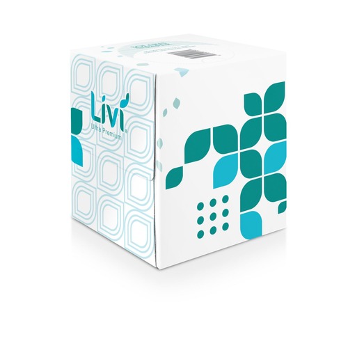 Facial Tissues | Livi Ultra Premium 192101 2-Ply Cube Box Facial Tissue - White (6 Packs/Carton) image number 0