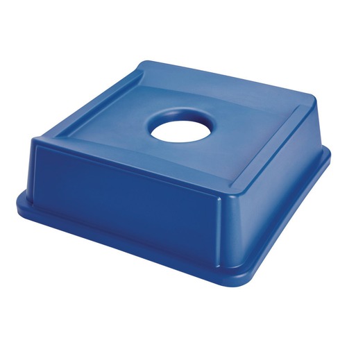 Waste Receptacle Lids | Rubbermaid Commercial FG279100DBLUE Untouchable 20-1/8 in. x 20-1/8 in. Bottle and Can Recycling Lid - Blue image number 0