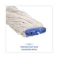 Mop Heads | Boardwalk BWK824C 24 oz. Lie-Flat Cotton Fiber Mop Head - White (12/Carton) image number 6