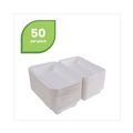 Food Containers & Lids | Eco-Products EP-HC6 6 in. x 6 in. x 3 in. Bagasse Hinged Sugarcane Clamshell Containers - White (500/Carton) image number 7