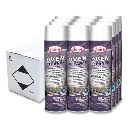Industrial Cleaning Products | Claire CL824 20 oz. Aerosol Spray Heavy Duty Foaming Oven Cleaner (12/Carton) image number 0