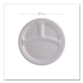 Plates | Eco-Products EP-P007NFA Vanguard 10 in. diameter 3-Compartment Renewable and Compostable Sugarcane Plates - White (500/Carton) image number 3