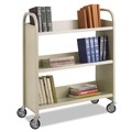 Carts | Safco 5358SA 36 in. x 18.5 in. x 43.5 in. 300 lbs. Capacity 3 Shelves Metal Steel Double-Sided Book Cart -  Sand image number 0