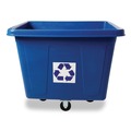 Tilt Trucks | Rubbermaid Commercial FG461673BLUE 500 lbs. Capacity 120 Gallon Polyethylene Recycling Cube Truck - Blue image number 1