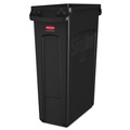 Indoor Waste Receptacles | Rubbermaid Commercial FG354060BLA 23 Gallon Rectangular Plastic Slim Jim Receptacle W/venting Channels - Black image number 0