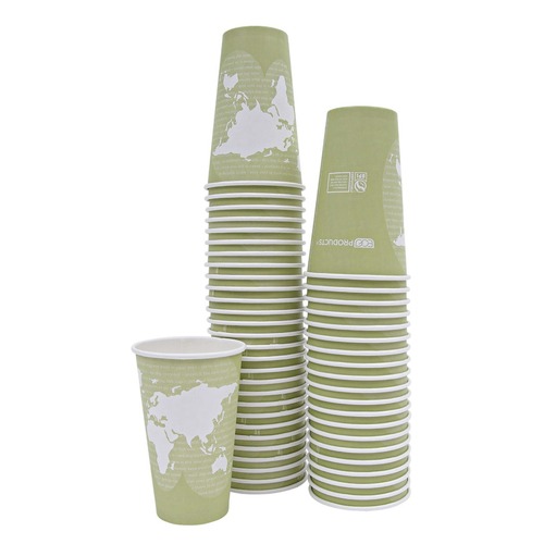 Cups | Eco-Products EP-BHC16-WAPK 16 oz. World Art Renewable and Compostable Paper Hot Cups - Moss (50/Pack) image number 0