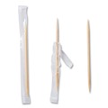Straws/Stems/Sticks | AmerCareRoyal RM115 2.5 in. Mint Cello-Wrapped Wood Toothpicks - Natural (15000/Carton) image number 1