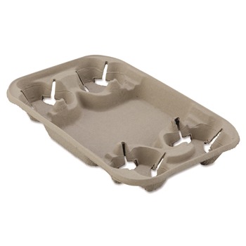 CUP TRAYS | Chinet 20969 StrongHolder 8 oz. - 22 oz. Molded Fiber Cup/Food Tray - Beige (250/Carton)