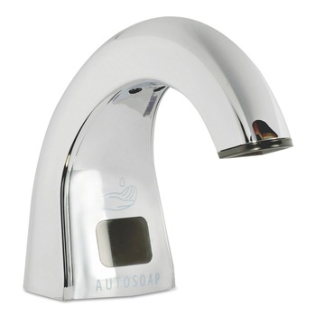SOAP DISPENSERS | Rubbermaid Commercial FG402073 One Shot 1.9 in. x 5.5 in. x 4 in. Touch Free Liquid Soap Dispenser - Polished Chrome