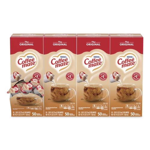 Creamers | Coffee-Mate 11001124 0.38 oz. Liquid Coffee Creamer Mini Cups - Original (50/Box, 4 Boxes/Carton) image number 0