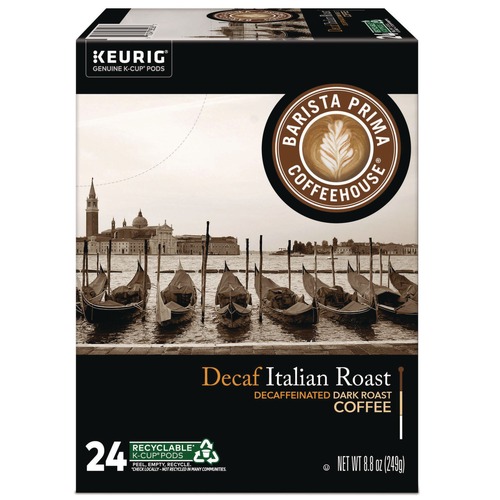 Coffee - Decaffeinated | Barista Prima Coffeehouse 5000355677 Coffee K-Cups - Decaf Italian Roast (24/Box) image number 0