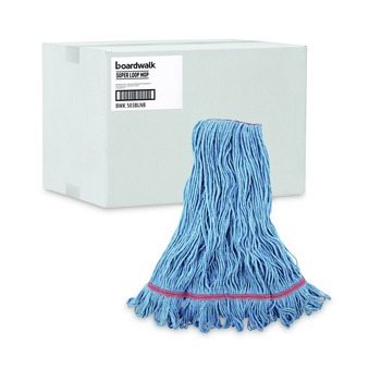 Boardwalk BWK503BLNB 1 in. Super Loop Cotton/Synthetic Fiber Wet Mop Head - Large, Blue (12/Carton)