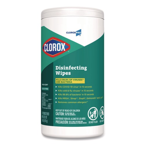 Cleaning Cloths & Wipes | Clorox 15949 7 in. x 8 in. 1-Ply Disinfecting Wipes - Fresh Scent, White image number 0