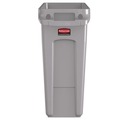 Indoor Waste Receptacles | Rubbermaid Commercial 1971258 15.875 Gallon Rectangular Plastic Slim Jim Waste Container with handles - Light Gray image number 0