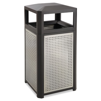 Safco 9934BL 38 Gallon Steel Evos Series Steel Waste Container - Black