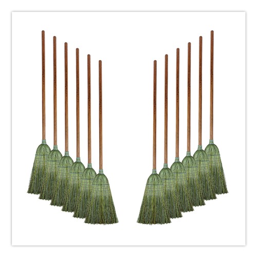 Brooms | Boardwalk BWK932YCT Yucca Corn Fiber Bristle Warehouse Brooms with 56 in. Handle - Natural (12/Carton) image number 0