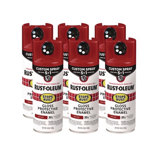 Paint & Paint Supplies | Rust-Oleum 376895 Stops Rust 5-in-1 Spray Paint, Gloss Regal Red, 12 oz Aerosol Can, 6/Carton image number 0
