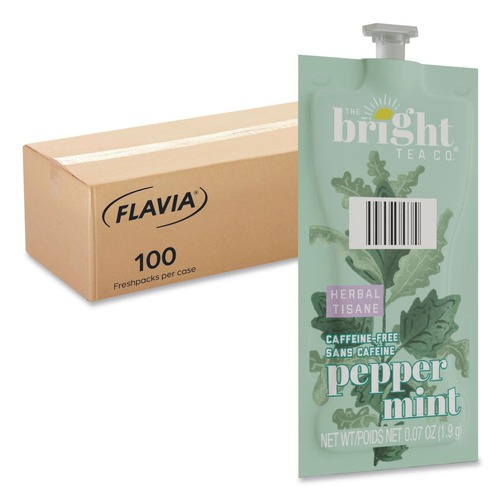 Tea | FLAVIA 48025 0.07 oz. Pouch The Bright Tea Co. Freshpack - Peppermint (100/Carton) image number 0