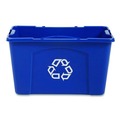 Indoor Waste Receptacles | Rubbermaid Commercial FG571873BLUE 18 Gallon Polyethylene Stacking Recycle Bin - Blue image number 1