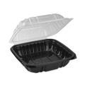 Food Storage Containers & Lids | Pactiv Corp. DC858100B000 38 oz 8.5 x 8.5 x 3 EarthChoice Vented Dual Color Microwavable Plastic Hinged Lid Container - Black/Clear (150/Carton) image number 1