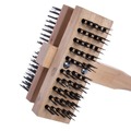 Brushes | Carlisle 4029400 Sparta Broiler Master Grill Brush and Scraper with 48 in. Natural Wood Handle image number 2
