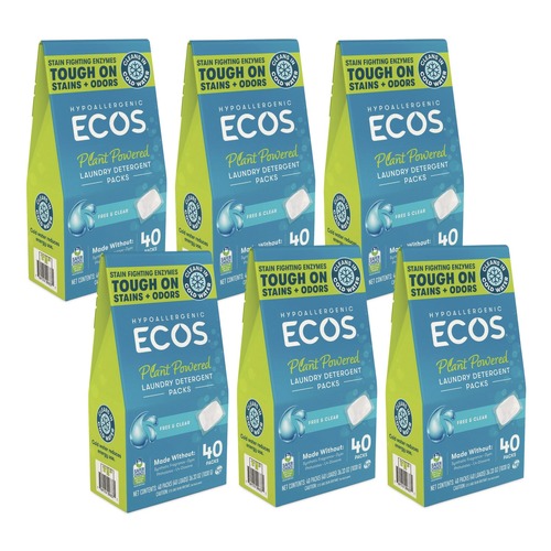 Laundry Detergents | ECOS 963706CT Laundry Detergent Packs - Free and Clear (6/Carton) image number 0