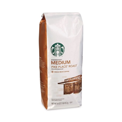 Coffee - Decaffeinated | Starbucks 12411946 1 lb Bag Whole Bean Coffee - Pike Place Roast (6/Carton) image number 0