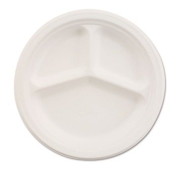 Chinet 21228 9 in. 3-Compartment Paper Plate - White (500/Carton)
