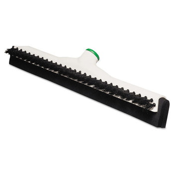 Unger PB45A 18 in. Brush Polypropylene Bristles Plastic Handle Sanitary Brush with Squeegee - Black Bristles/Moss Handle