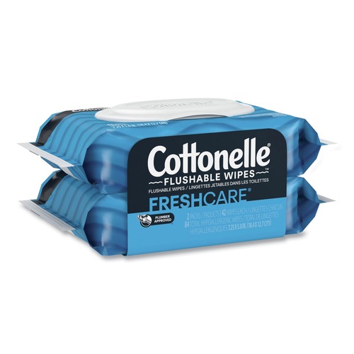 Hand Sanitizing Wipes | Cottonelle 35970 Fresh Care 1-Ply 3.73 in. x 5.5 in. Flushable Cleansing Cloths - White (8/Carton) image number 0