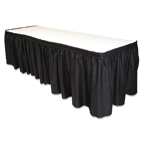 Table Covers & Skirts | Tablemate LS2914-BK 29 in. x 14 ft. Polyester Table Set Linen-Like Table Skirting - Black image number 0